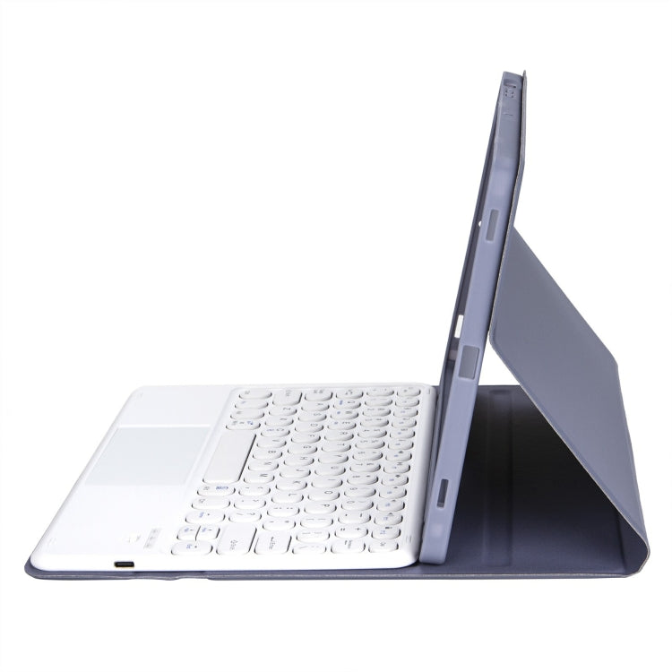 For iPad 11 2025 / 10th Gen 10.9 2022 YA10B-A Lambskin Texture Bluetooth Touch Keyboard Leather Tablet Case with Pen Slot (Purple)