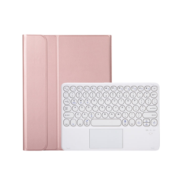 For iPad 11 2025 / 10th Gen 10.9 2022 YA10B-A Lambskin Texture Bluetooth Touch Keyboard Leather Tablet Case with Pen Slot(Rose Gold)