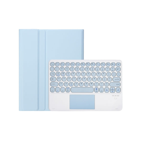 For iPad 11 2025 / 10th Gen 10.9 2022 YA10B-A Lambskin Texture Bluetooth Touch Keyboard Leather Tablet Case with Pen Slot (Baby Blue)
