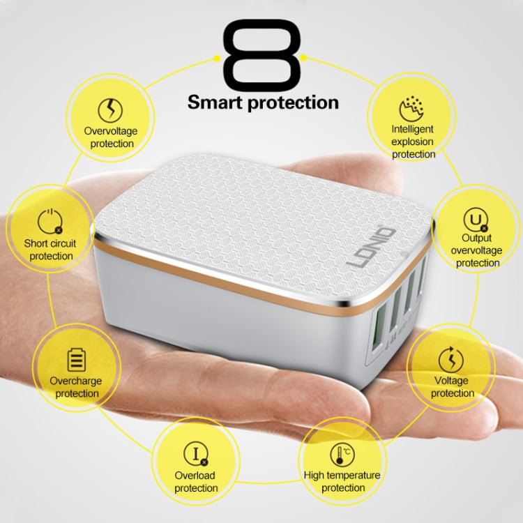 LDNIO A4404 4.4A 4 x USB Ports Smart Travel Charger, EU Plug