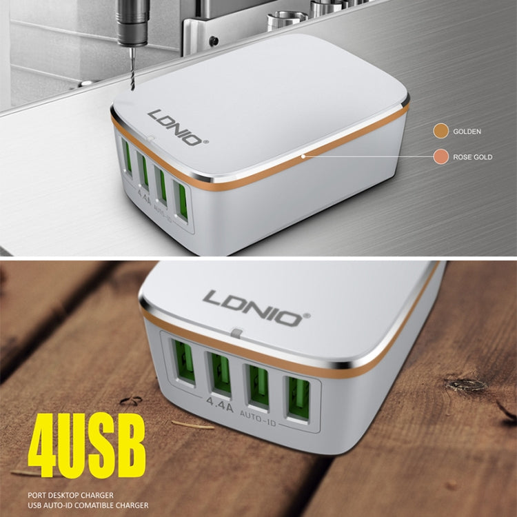 LDNIO A4404 4.4A 4 x USB Ports Smart Travel Charger, EU Plug