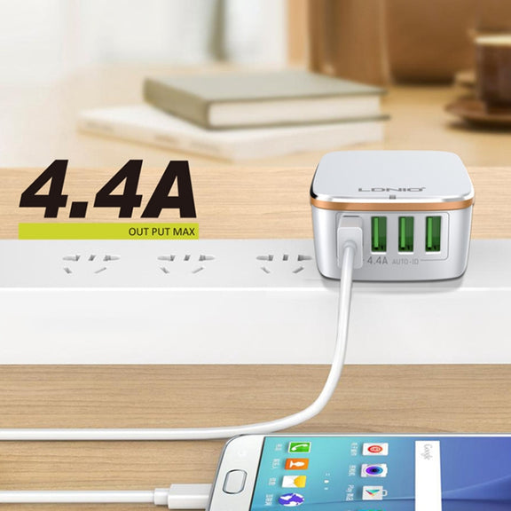LDNIO A4404 4.4A 4 x USB Ports Smart Travel Charger, EU Plug