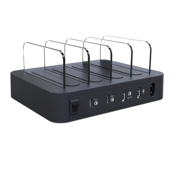 45W PD USB-C / Type-C + 18W PD USB-C / Type-C + 18W QC 3.0 USB + USB Ports Smart Charger with Detachable Bezel, EU Plug