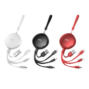 REMAX RC-185th 3 in 1 2.1A USB to 8 Pin + USB-C / Type-C + Micro USB Sury Series Telescopic Charging Data Cable(White)