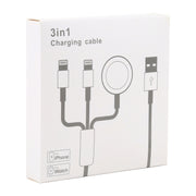 For iPhone / Apple Watch 3 In 1 8 Pin + Type-C / USB-C + Magnetic Charging Base Multi-function Charging Cable, Length: 1m(Black)