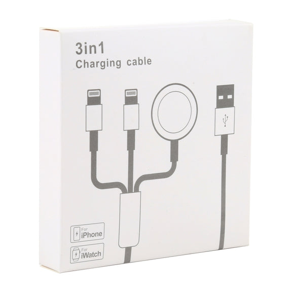 For iPhone / Apple Watch 3 In 1 8 Pin + Type-C / USB-C + Magnetic Charging Base Multi-function Charging Cable, Length: 1m(Blue)