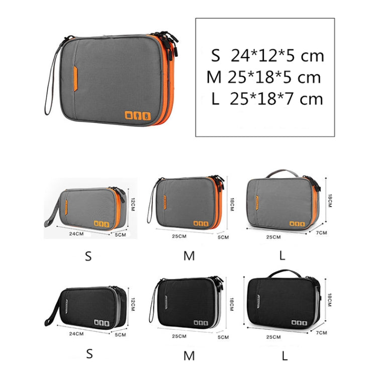 Multi-functional Headphone Charger Data Cable Storage Bag Portable Power Pack, Size: S, 24 x 12 x 5cm (Black)