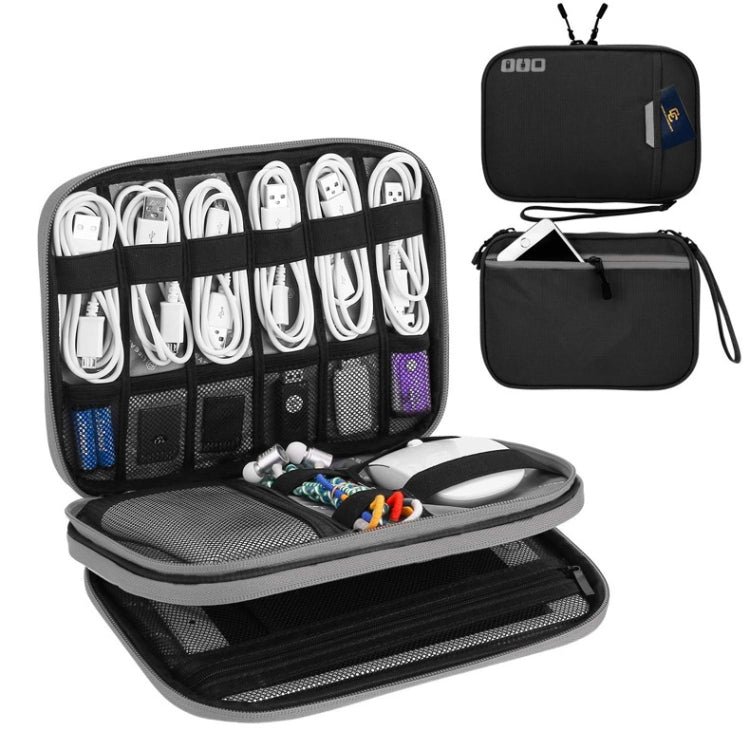 Multi-functional Headphone Charger Data Cable Storage Bag Portable Power Pack, Size:M, 25 x 18 x 5cm (Black)