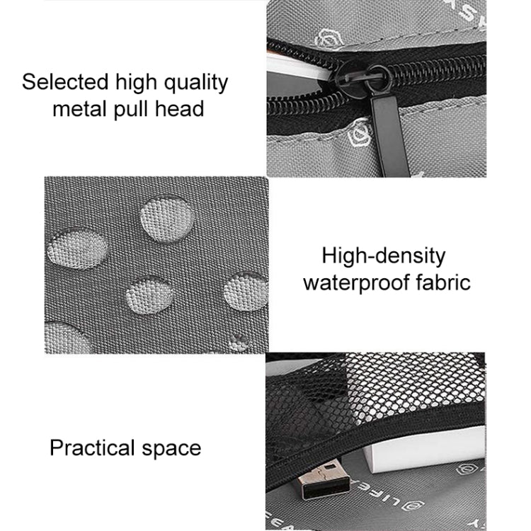 Multi-functional Headphone Charger Data Cable Storage Bag Portable Power Pack, Size:M, 25 x 18 x 5cm (Grey)