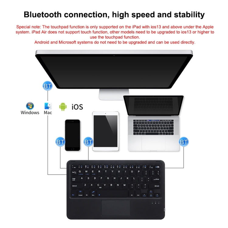 HB119B 10 inch Universal Tablet Wireless Bluetooth Keyboard with Touch Panel (Pink)