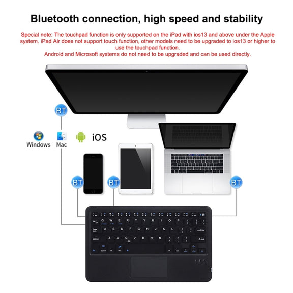 HB119B 10 inch Universal Tablet Wireless Bluetooth Keyboard with Touch Panel (Dark Green)
