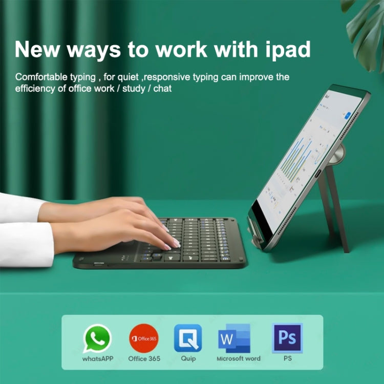 HB119B 10 inch Universal Tablet Wireless Bluetooth Keyboard with Touch Panel (White)