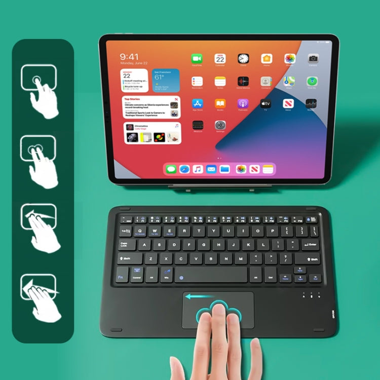 HB119B 10 inch Universal Tablet Wireless Bluetooth Keyboard with Touch Panel (White)