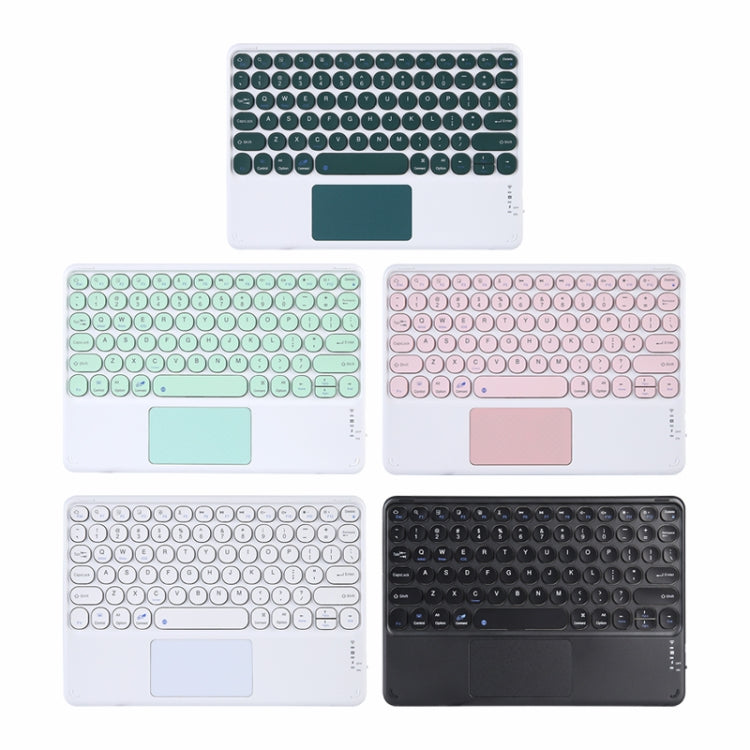 250C 10 inch Universal Tablet Round Keycap Wireless Bluetooth Keyboard with Touch Panel (Dark Green)
