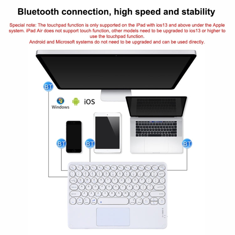 250C 10 inch Universal Tablet Round Keycap Wireless Bluetooth Keyboard with Touch Panel (Dark Green)