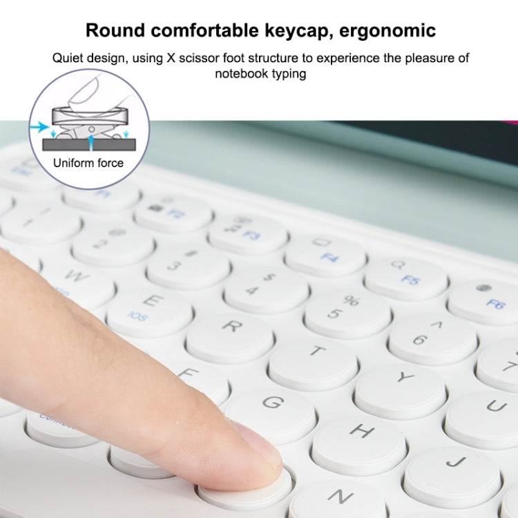 250C 10 inch Universal Tablet Round Keycap Wireless Bluetooth Keyboard with Touch Panel (Dark Green)