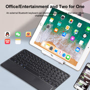 250C 10 inch Universal Tablet Round Keycap Wireless Bluetooth Keyboard with Touch Panel (Black)