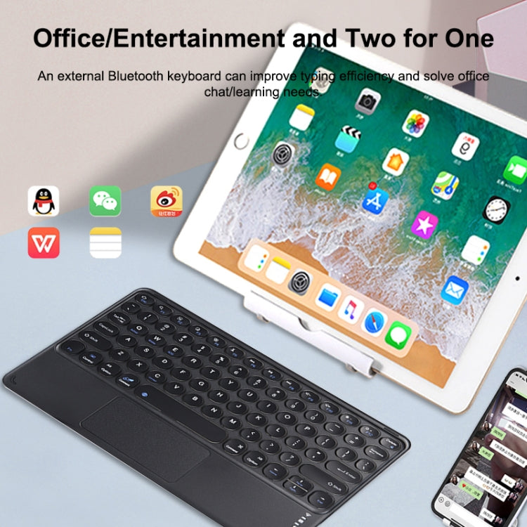 250C 10 inch Universal Tablet Round Keycap Wireless Bluetooth Keyboard with Touch Panel (White)