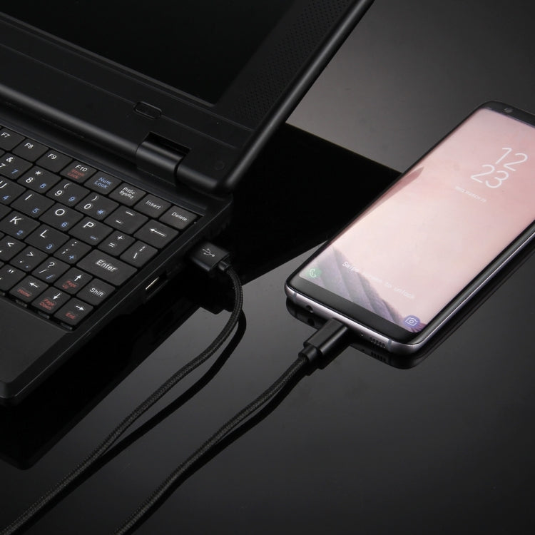 Knit Texture USB to USB-C / Type-C Data Sync Charging Cable, Cable Length: 1m, 3A Total Output, 2A Transfer Data(Black)