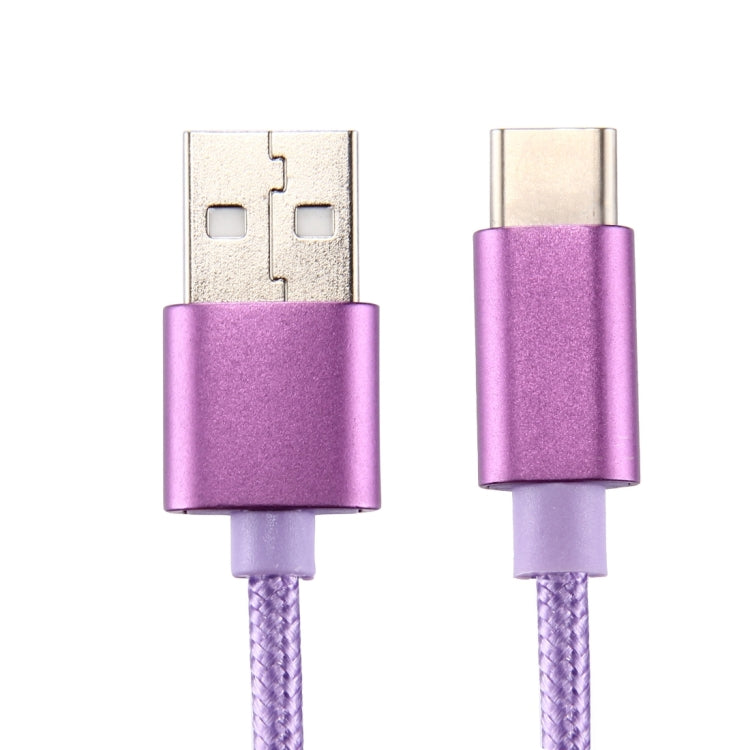 Knit Texture USB to USB-C / Type-C Data Sync Charging Cable, Cable Length: 1m, 3A Total Output, 2A Transfer Data(Purple)