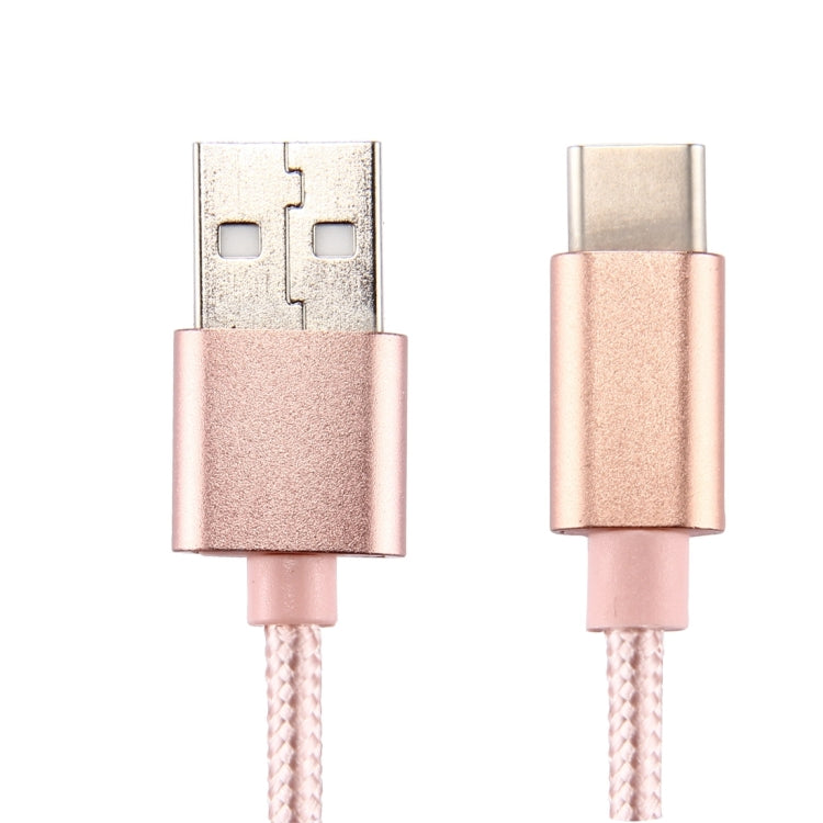 Knit Texture USB to USB-C / Type-C Data Sync Charging Cable, Cable Length: 1m, 3A Total Output, 2A Transfer Data(Rose Gold)
