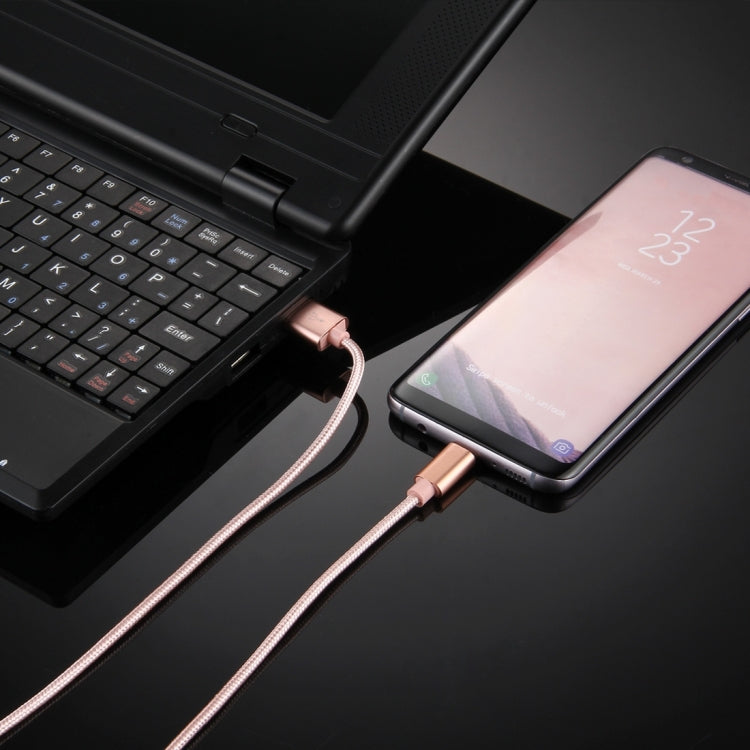 Knit Texture USB to USB-C / Type-C Data Sync Charging Cable, Cable Length: 1m, 3A Total Output, 2A Transfer Data(Rose Gold)