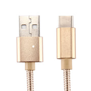 Knit Texture USB to USB-C / Type-C Data Sync Charging Cable, Cable Length: 2m, 3A Output(Gold)