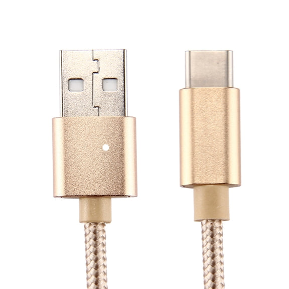 Knit Texture USB to USB-C / Type-C Data Sync Charging Cable, Cable Length: 2m, 3A Output(Gold)