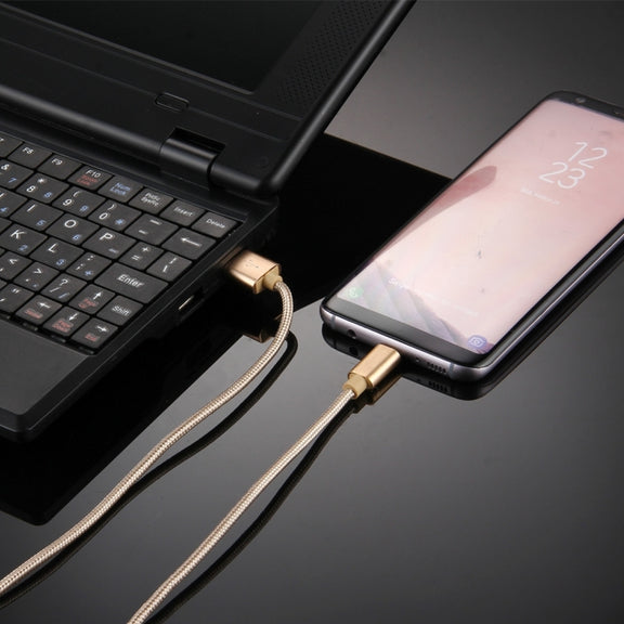 Knit Texture USB to USB-C / Type-C Data Sync Charging Cable, Cable Length: 2m, 3A Output(Gold)