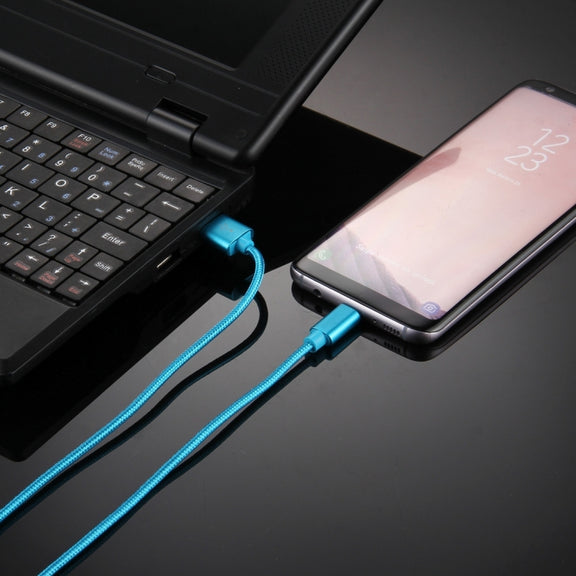 Knit Texture USB to USB-C / Type-C Data Sync Charging Cable, Cable Length: 2m, 3A Output(Blue)