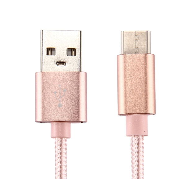Knit Texture USB to USB-C / Type-C Data Sync Charging Cable, Cable Length: 2m, 3A Output(Rose Gold)