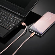 Knit Texture USB to USB-C / Type-C Data Sync Charging Cable, Cable Length: 2m, 3A Output(Rose Gold)