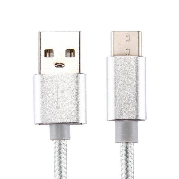 Knit Texture USB to USB-C / Type-C Data Sync Charging Cable, Cable Length: 2m, 3A Output(Silver)