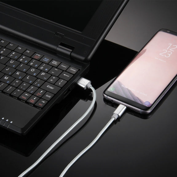 Knit Texture USB to USB-C / Type-C Data Sync Charging Cable, Cable Length: 2m, 3A Output(Silver)