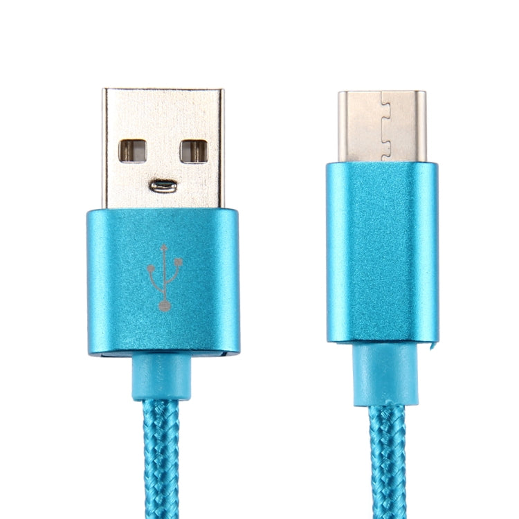 Knit Texture USB to USB-C / Type-C Data Sync Charging Cable, Cable Length: 3m, 3A Total Output, 2A Transfer Data(Blue)