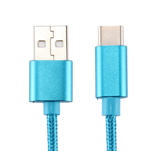 Knit Texture USB to USB-C / Type-C Data Sync Charging Cable, Cable Length: 3m, 3A Total Output, 2A Transfer Data(Blue)
