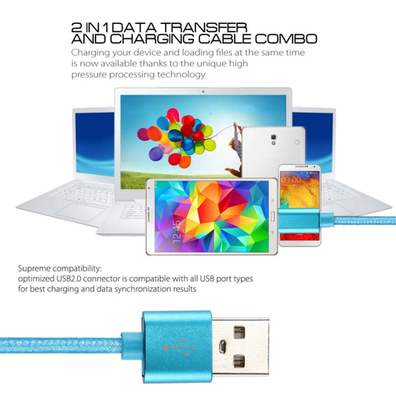 Knit Texture USB to USB-C / Type-C Data Sync Charging Cable, Cable Length: 3m, 3A Total Output, 2A Transfer Data(Blue)