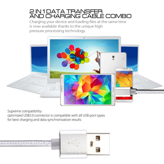 Knit Texture USB to USB-C / Type-C Data Sync Charging Cable, Cable Length: 3m, 3A Total Output, 2A Transfer Data(Silver)