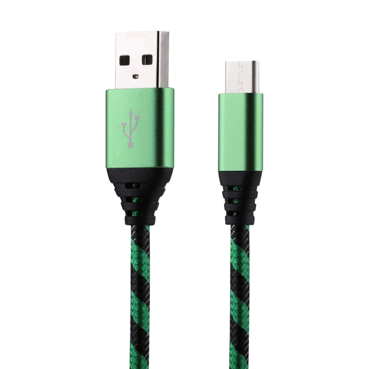 1m USB to USB-C / Type-C Nylon Weave Style Data Sync Charging Cable(Green)