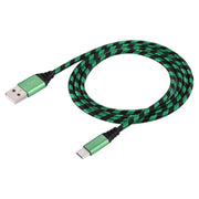 1m USB to USB-C / Type-C Nylon Weave Style Data Sync Charging Cable(Green)