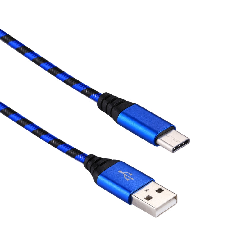 1m USB to USB-C / Type-C Nylon Weave Style Data Sync Charging Cable(Blue)