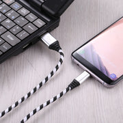 1m USB to USB-C / Type-C Nylon Weave Style Data Sync Charging Cable(Silver)