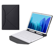 B500 Diamond Texture Triangle Back Holder Splittable Bluetooth Keyboard Leather Tablet Case for Samsung Galaxy Tab A7 10.4 2020(White + Black)