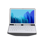 B500 Diamond Texture Triangle Back Holder Splittable Bluetooth Keyboard Leather Tablet Case for Samsung Galaxy Tab A7 10.4 2020(White + Black)