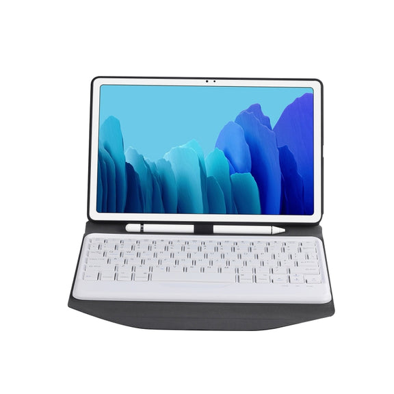 B500 Diamond Texture Triangle Back Holder Splittable Bluetooth Keyboard Leather Tablet Case for Samsung Galaxy Tab A7 10.4 2020(White + Black)