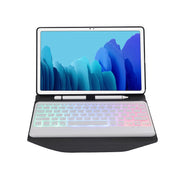 B500S Diamond Texture Triangle Back Holder Splittable Bluetooth Keyboard Leather Tablet Case with Backlight for Samsung Galaxy Tab A7 10.4 2020 (White + Black)