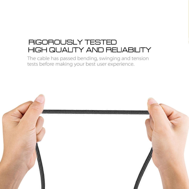 1m 2A Output USB to USB-C / Type-C Nylon Weave Style Data Sync Charging Cable(Black)