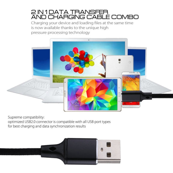 1m 2A Output USB to USB-C / Type-C Nylon Weave Style Data Sync Charging Cable(Black)