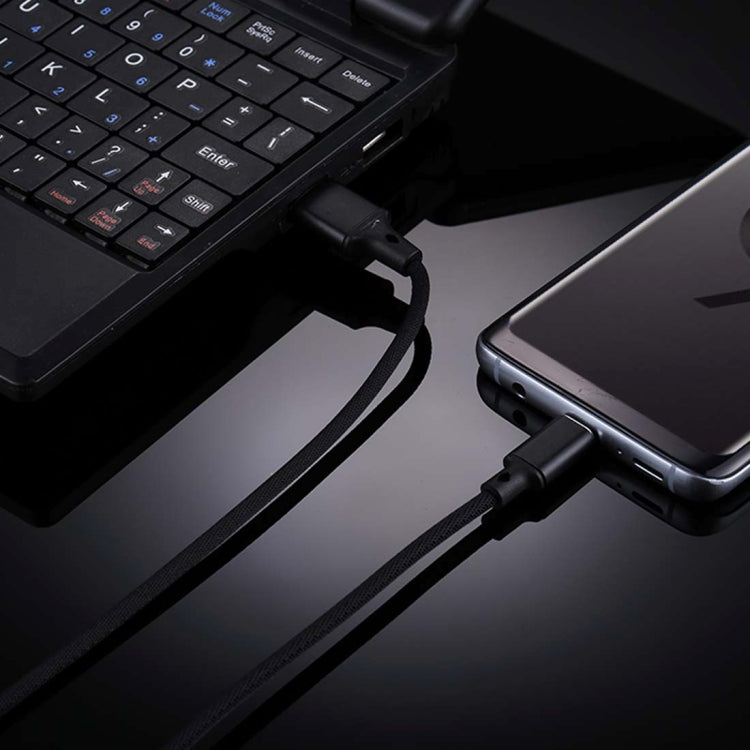 1m 2A Output USB to USB-C / Type-C Nylon Weave Style Data Sync Charging Cable(Black)