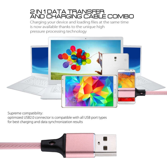 1m 2A Output USB to USB-C / Type-C Nylon Weave Style Data Sync Charging Cable(Pink)